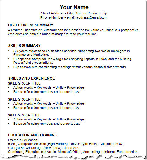 College resume guidelines